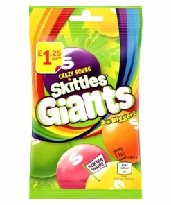 Skittles Giants Crazy Sours 125g Bag Wholesale - Box of 12